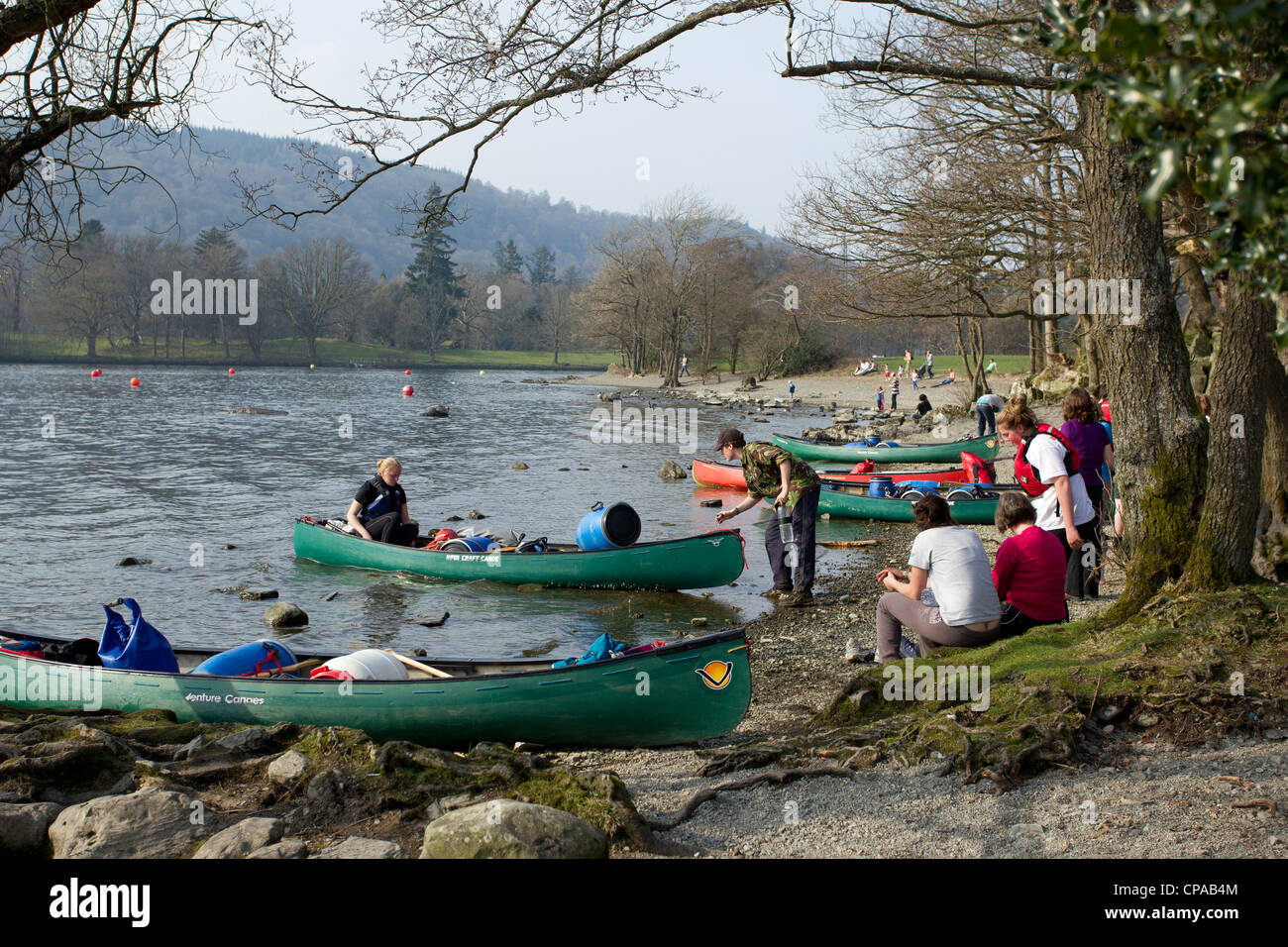 Canoeing at Cockshot Point Bowness on Windermere Cumbria UK with Belle