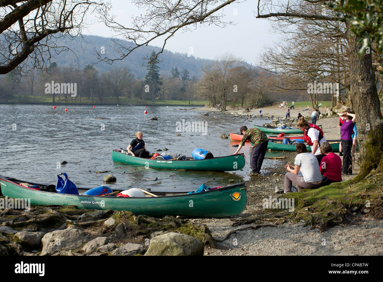 Canoeing at Cockshot Point Bowness on Windermere Cumbria UK with Belle