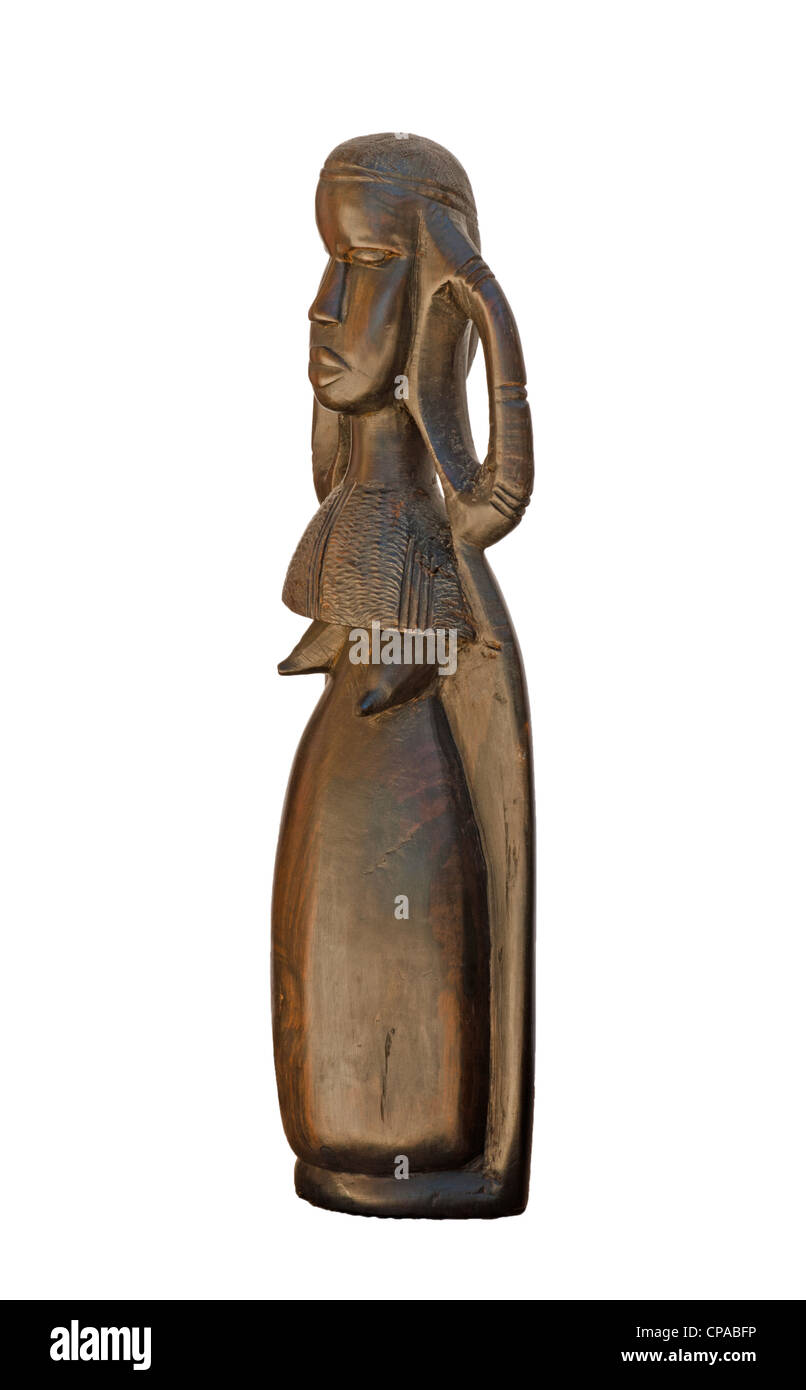 Wood Turkana Kenya adult woman statue craft item. Stock Photo