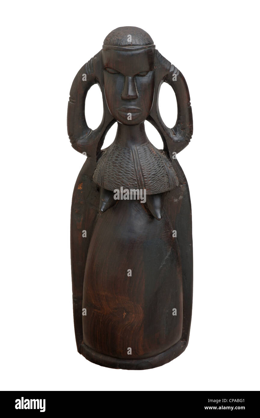 Wood Turkana Kenya adult woman statue craft item. Stock Photo