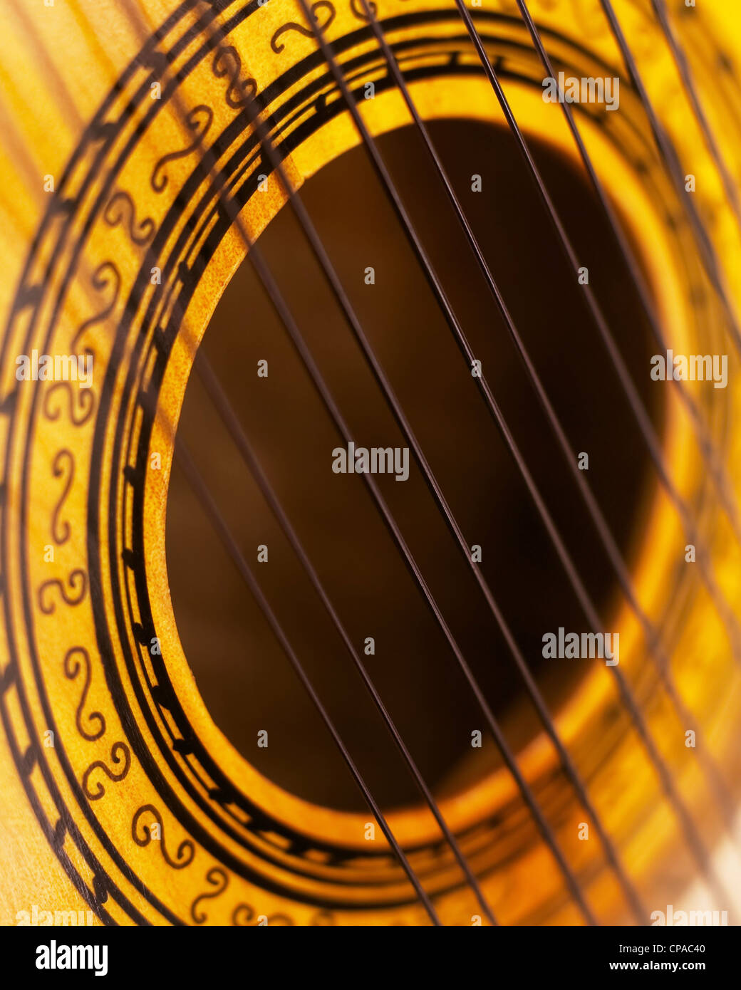 Charango, sound hole of stringed acoustic instrument with 10 strings