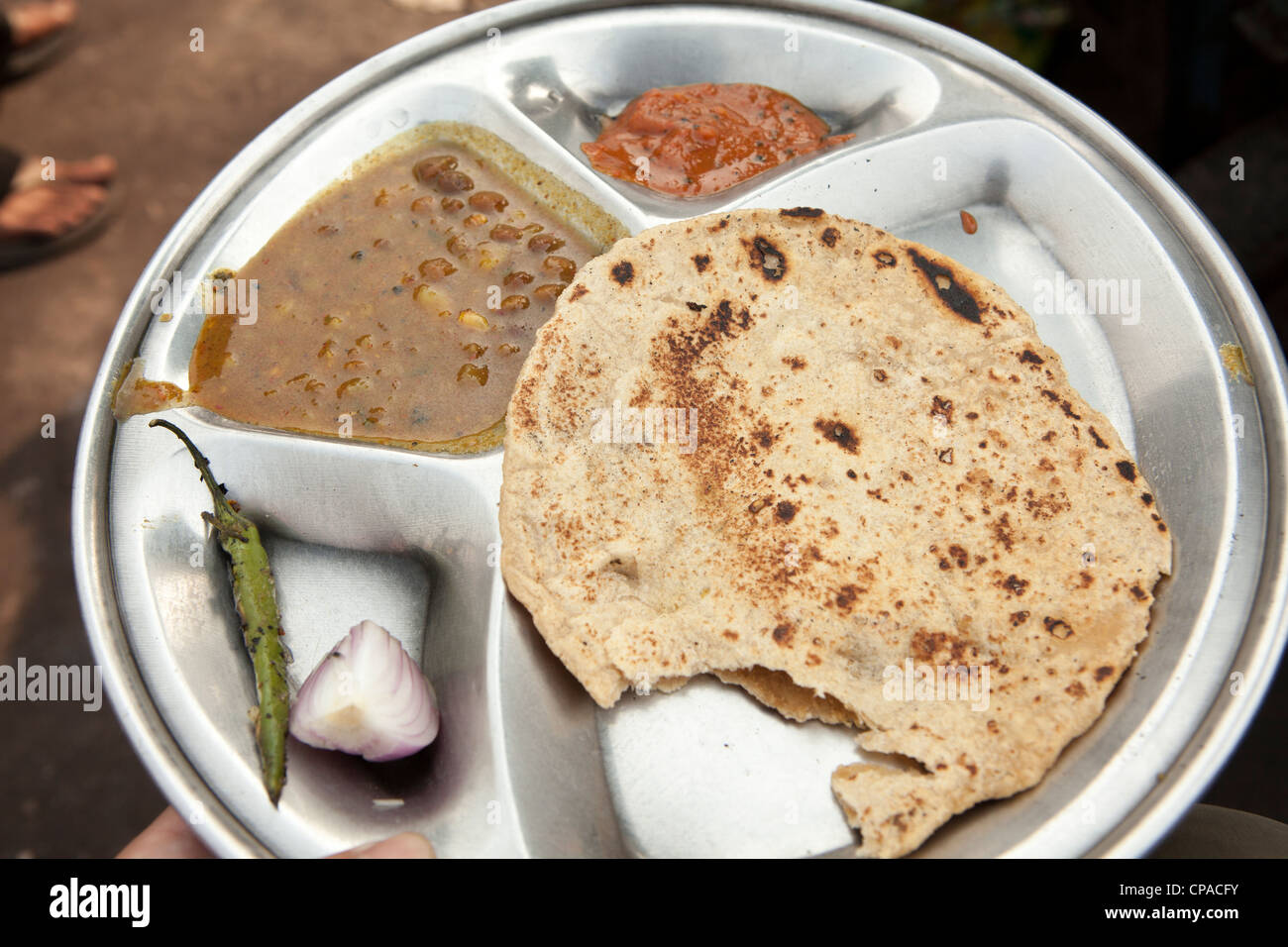 Street food Thali(meaning 'plate'), Jharia, Dhanbad, Jharkhand, India Stock Photo