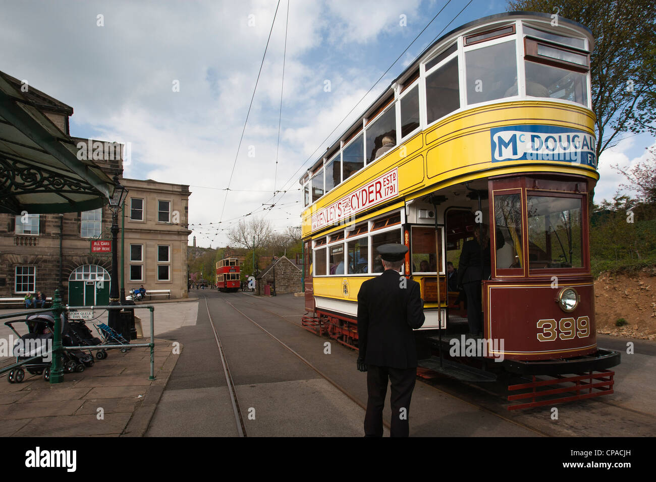 Leeds 399 Tram at the National Tramway Village Museum, Crich, Derbyshire, UK Stock Photo