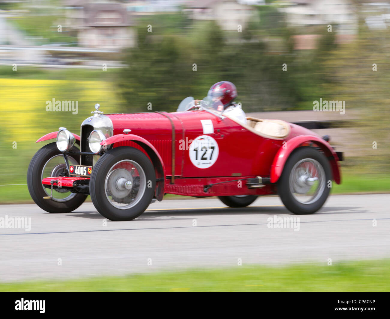 Vintage pre war race car Amilcar CG SS from 1926 at Grand Prix in Mutschellen, SUI on April 29, 2012. Stock Photo