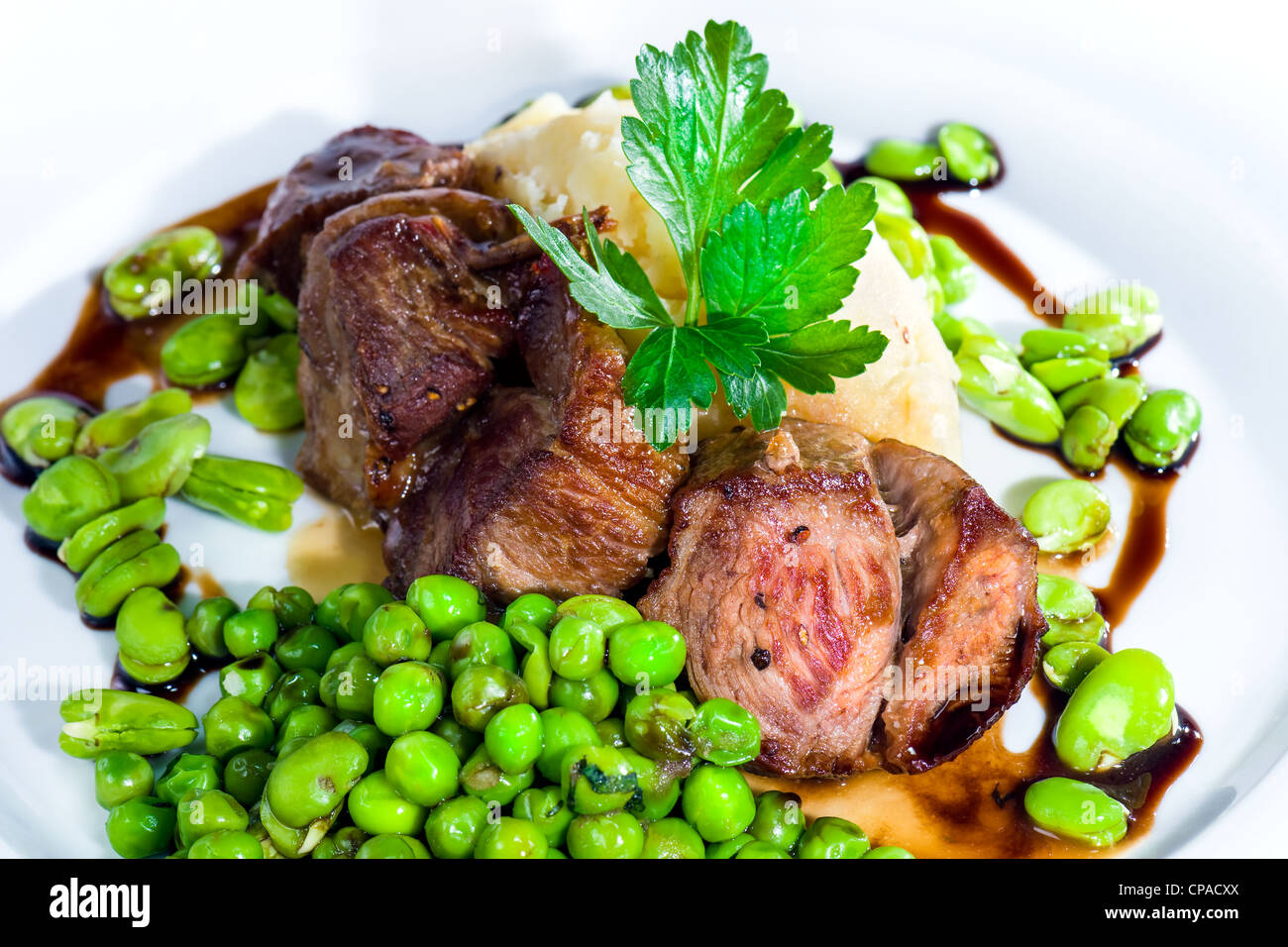 Chef's Presentation Dish - Rump of Lamb Stock Photo