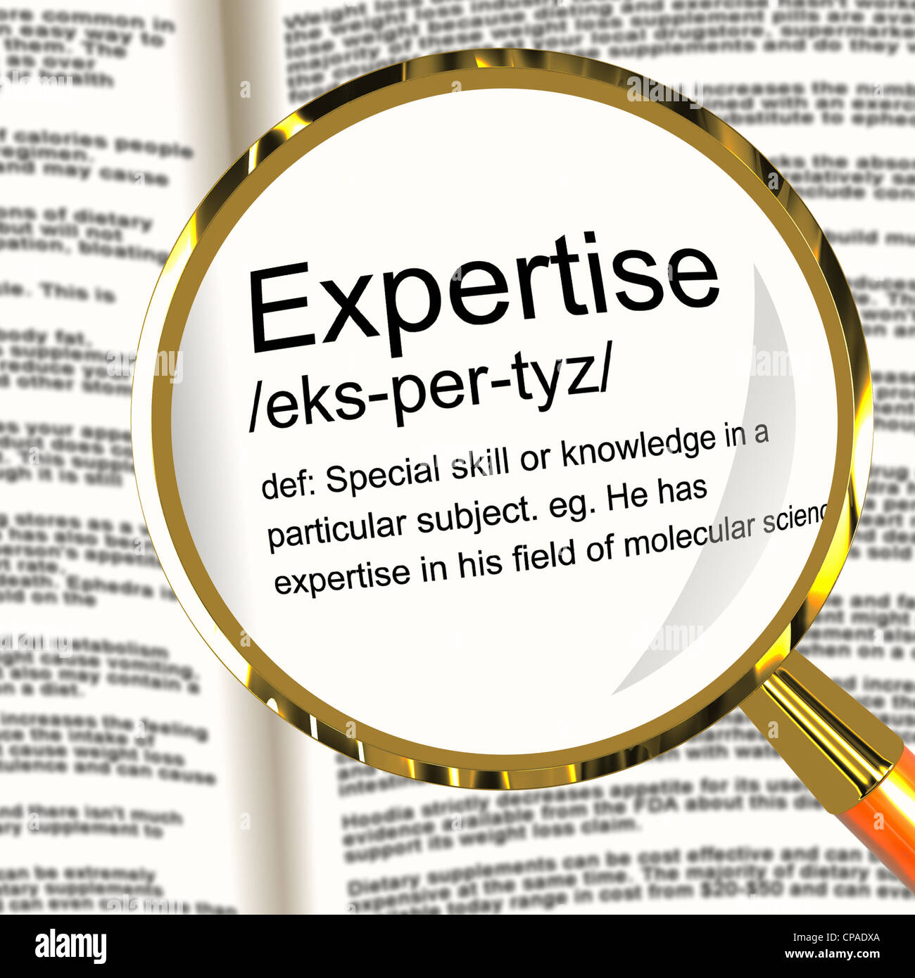 Expertise Definition Magnifier Shows Skills Proficiency And Capabilities Stock Photo Alamy