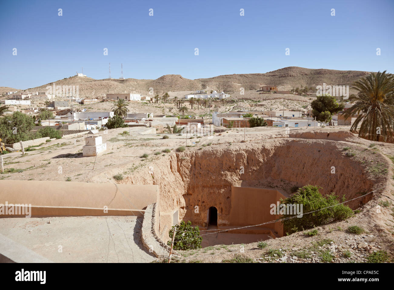 Underground houses in Matmata, providing shelter from the heat. Stock Photo