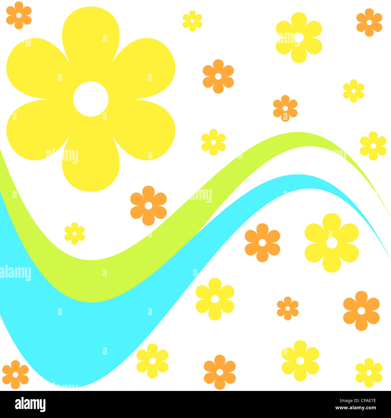 Funky flowers and curves design in bright colors Stock Photo