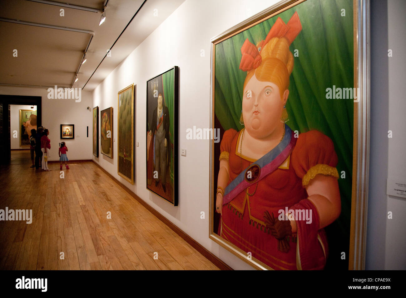 La primera dama, First Lady painting by Botero in a gallery at the Botero Museum also known as Museo Botero, Bogotá, Colombia Stock Photo