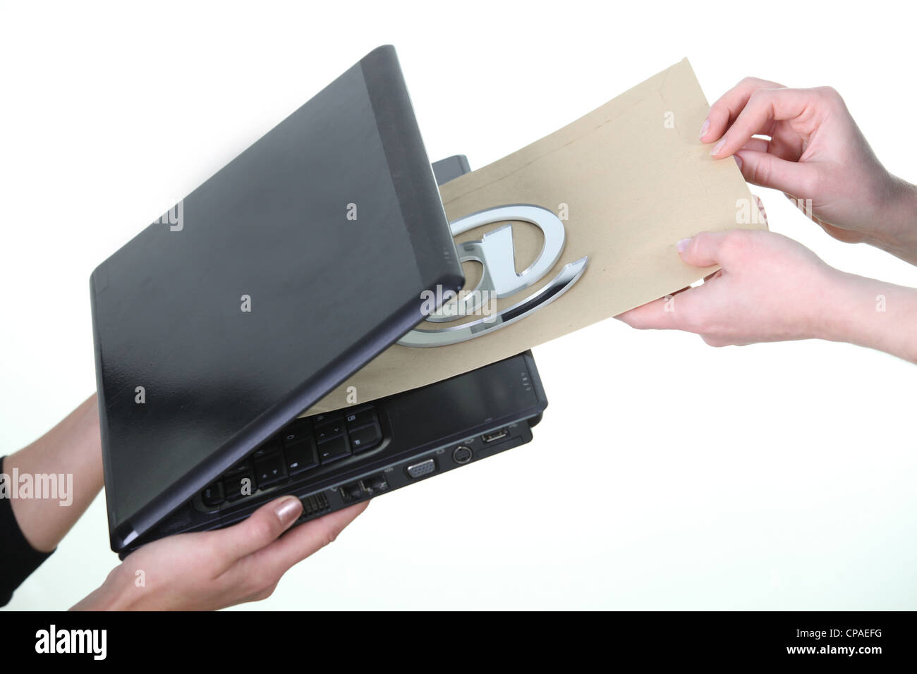 Sending an email computer close up hires stock photography and images