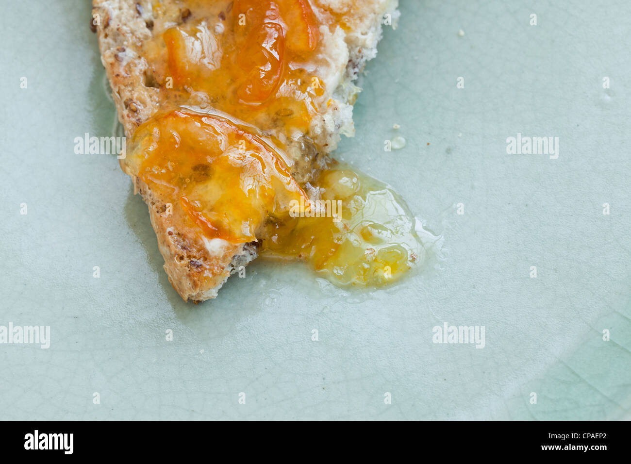 orange Marmalade on Gluten-free flax toast ( glutino Brand ) home made maramalade Stock Photo