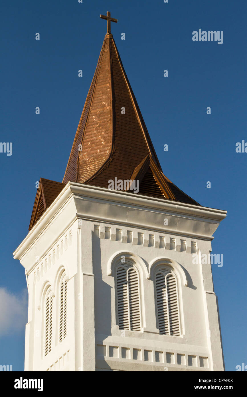 Steeple of historic First United Methodist church in Huntsville, Alabama Stock Photo