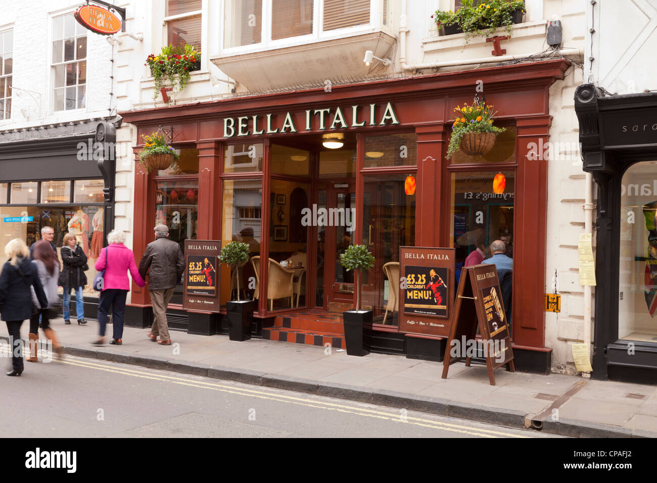 Bella Italia Restaurant in Low Petergate, York, England. Stock Photo