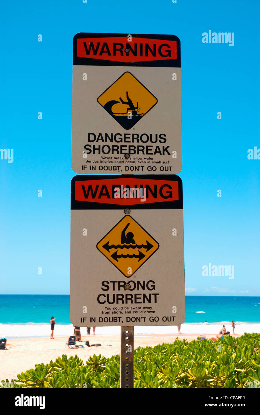 Hawaii, Big Island, Kohala Coast. Hapuna Beach. Sign warning of