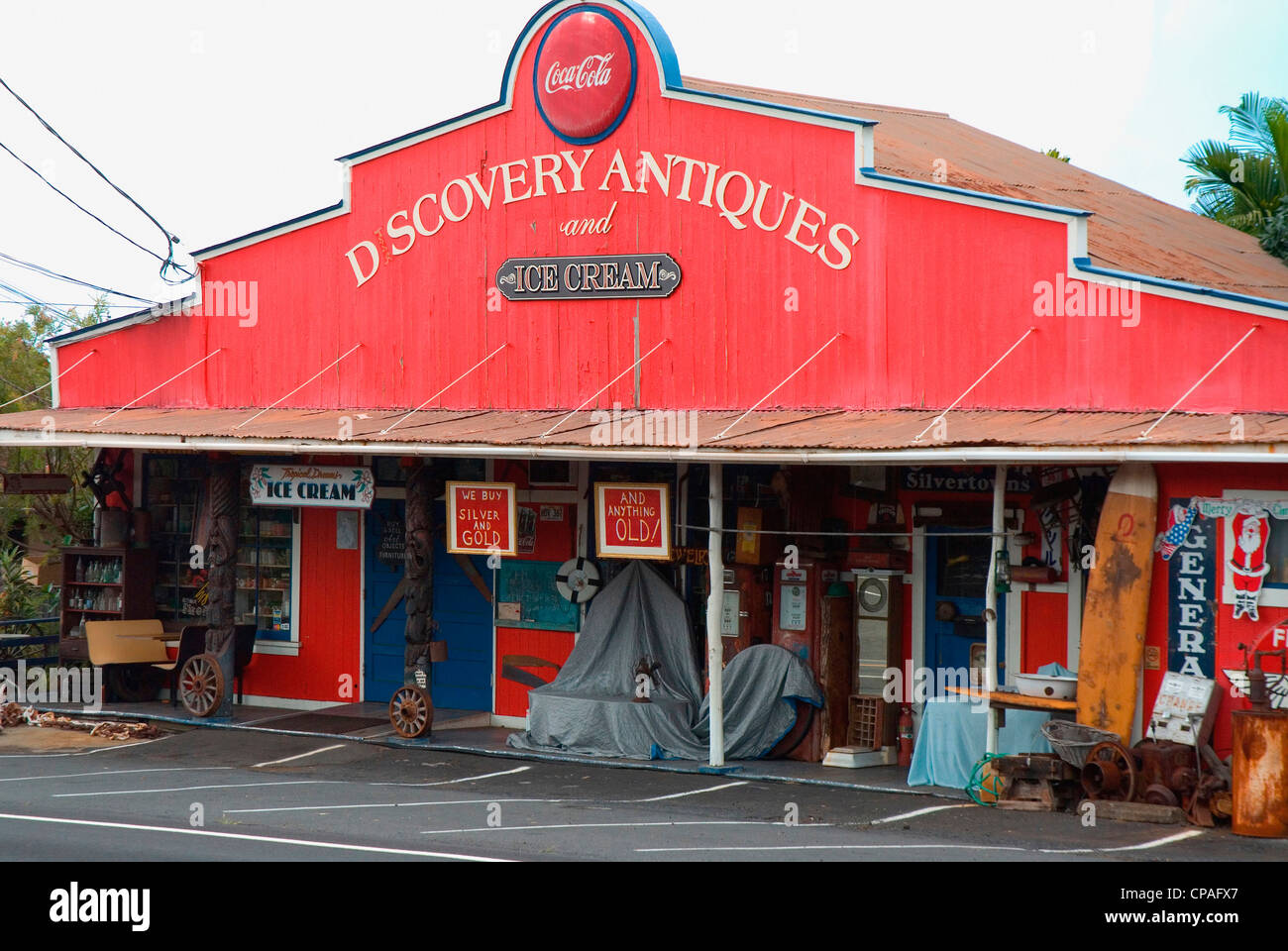 Hawaii, Big Island, South Kona, Kealakekua. Antique store Stock Photo