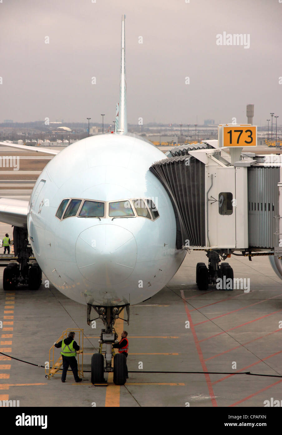 An airplane at a gate of the Toronto Pearson Airport Stock Photo