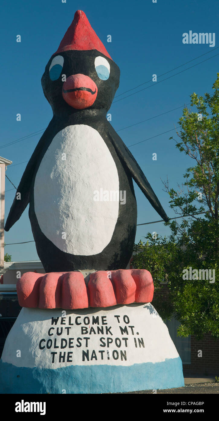 USA, Montana, Cut Bank. Largest penguin in the world (27 ft. tall) to