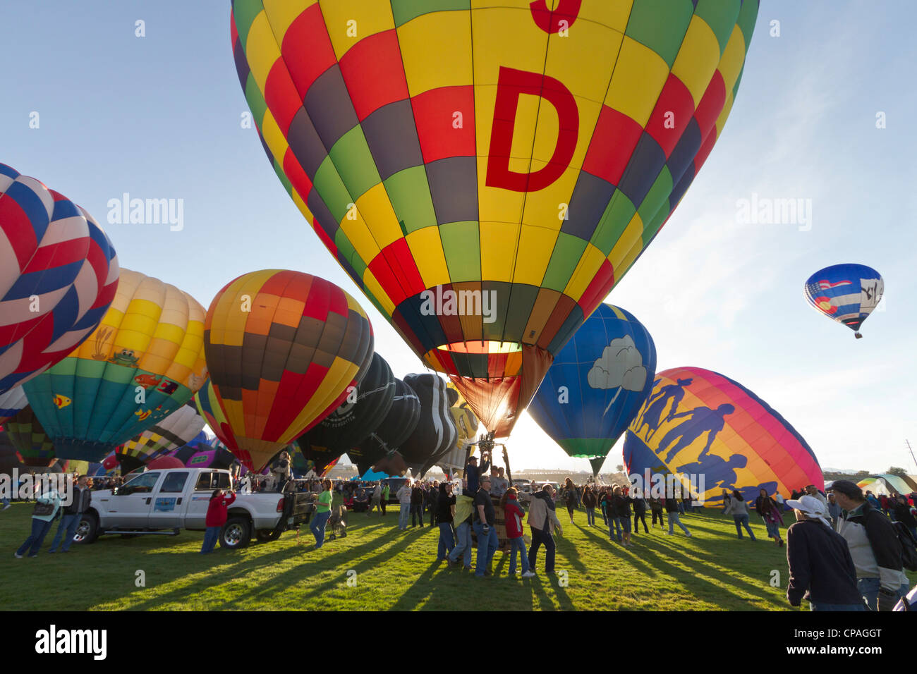 Launch site at the Albuquerque Hot Air Balloon Fiesta, New Mexico Stock Photo