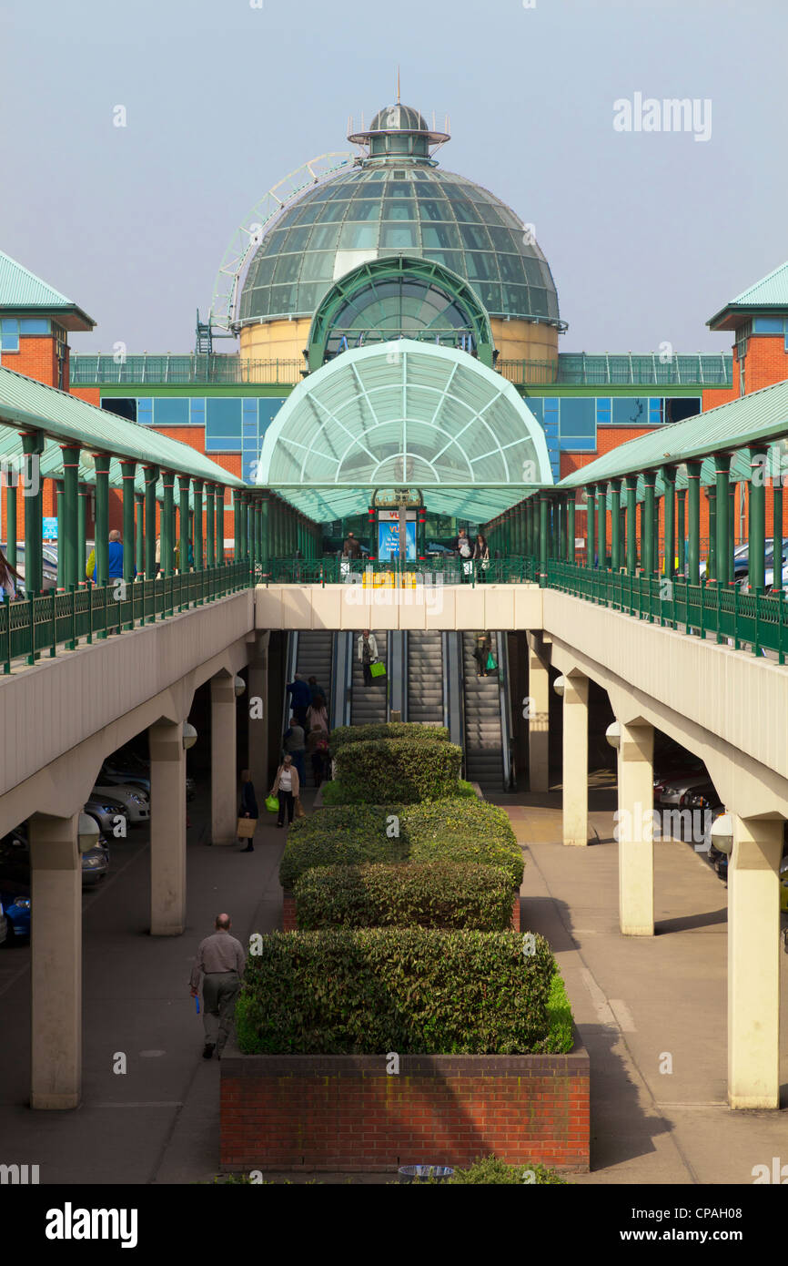 The Meadowhall Shopping Mall and some of its covered walkways. This large mall is situated on the MI near Sheffield. Stock Photo