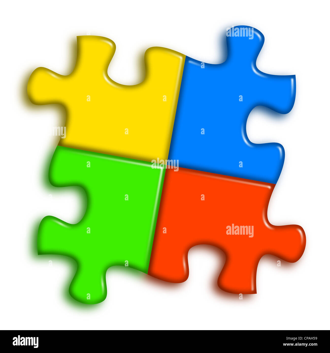 Combined multi-color puzzle representing cooperation and team work concept Stock Photo