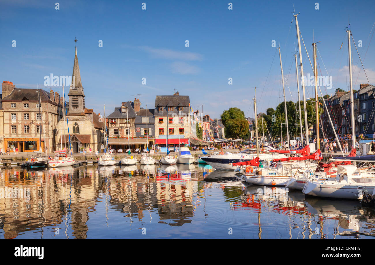 A summer evening in the medieval town of Honfleur, Normandy, France. Stock Photo
