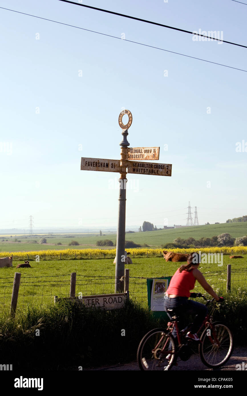 Road sign, Swale, Graveney, Whitstable, Faversham, Herne Hill, Dargate