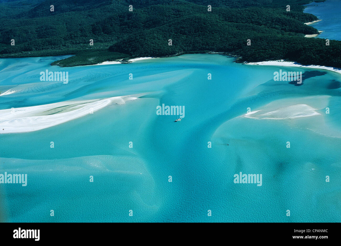 Whitehaven beach on Whitsunday Island, one of the whitest beaches of the world; Queensland, Australia Stock Photo