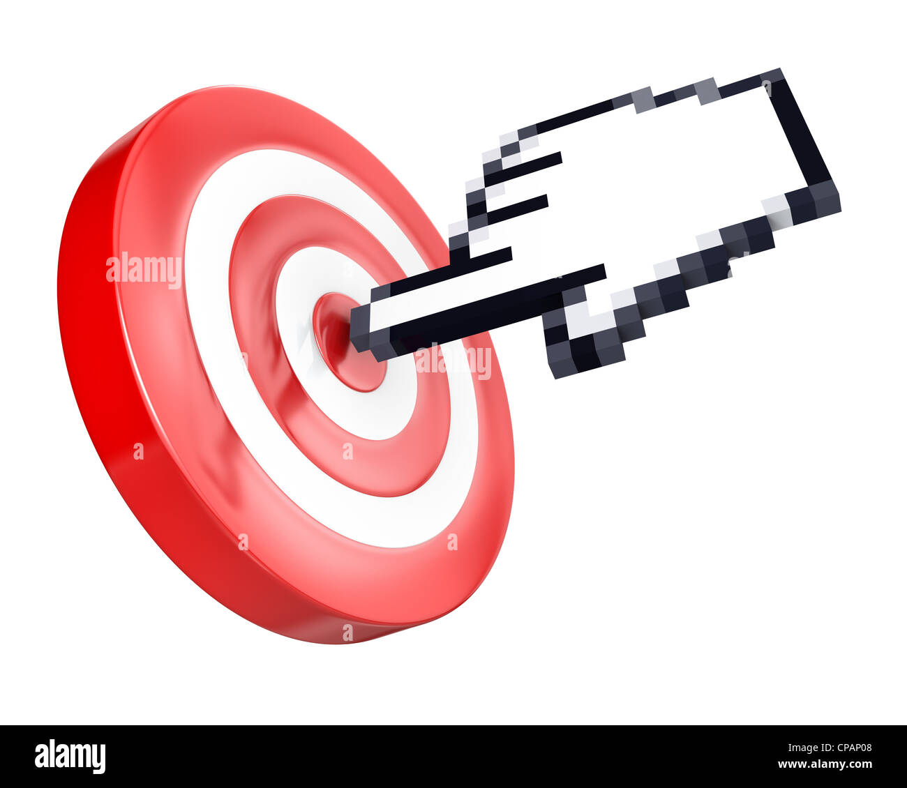 T Target Cursor Hand cursor hits the target, isolated on white background Stock Photo ...