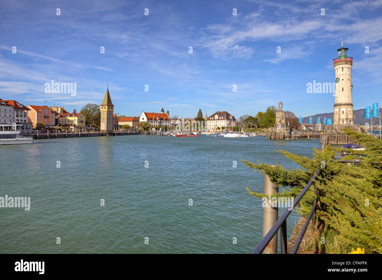 Panorama of the harbor and old town of Lindau, Bavaria, Germany Stock Photo