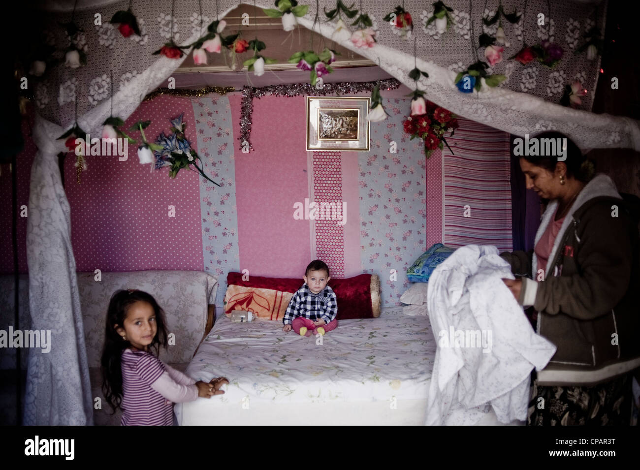 Rumanian gypsy shanty town of El Gallinero near Madrid, Spain. romanian