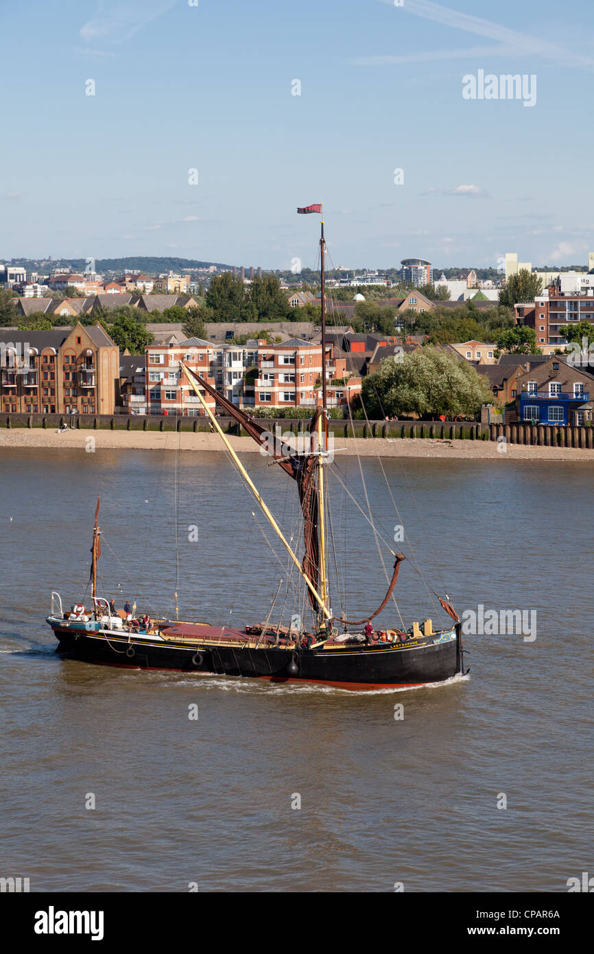 Traditional sailing barge on River Thames, London Stock Photo Alamy