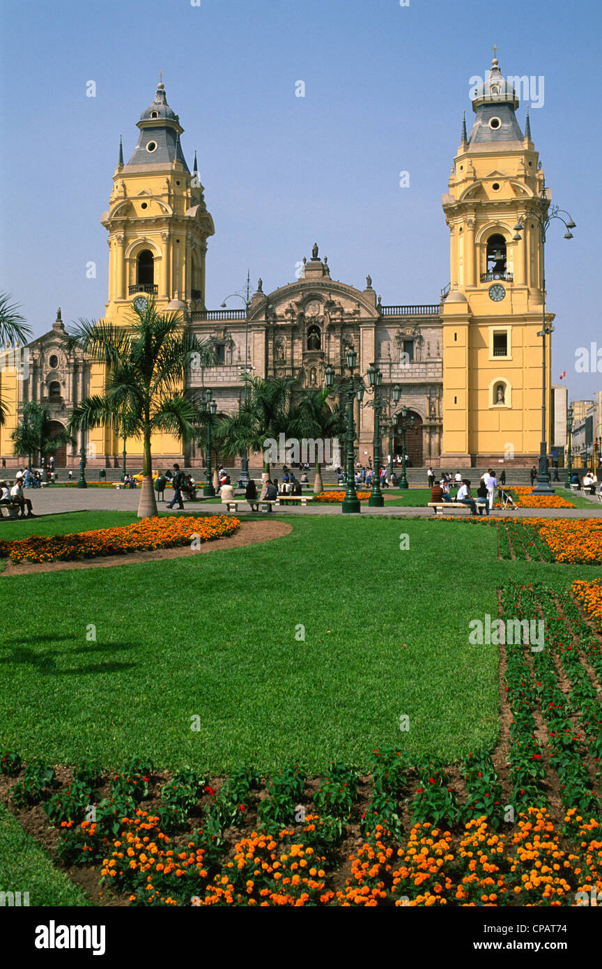 Lima Monuments Peru, Lima, Plaza de Armas, Cathedral Stock Photo - Alamy