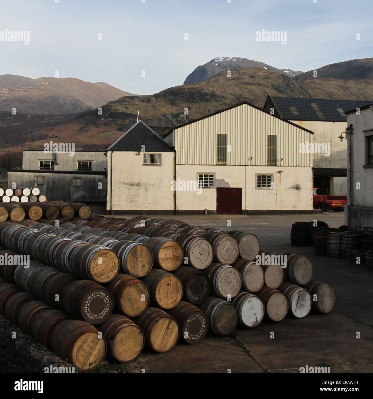 Exterior of Ben Nevis distillery Fort William Scotland March 2012 Stock