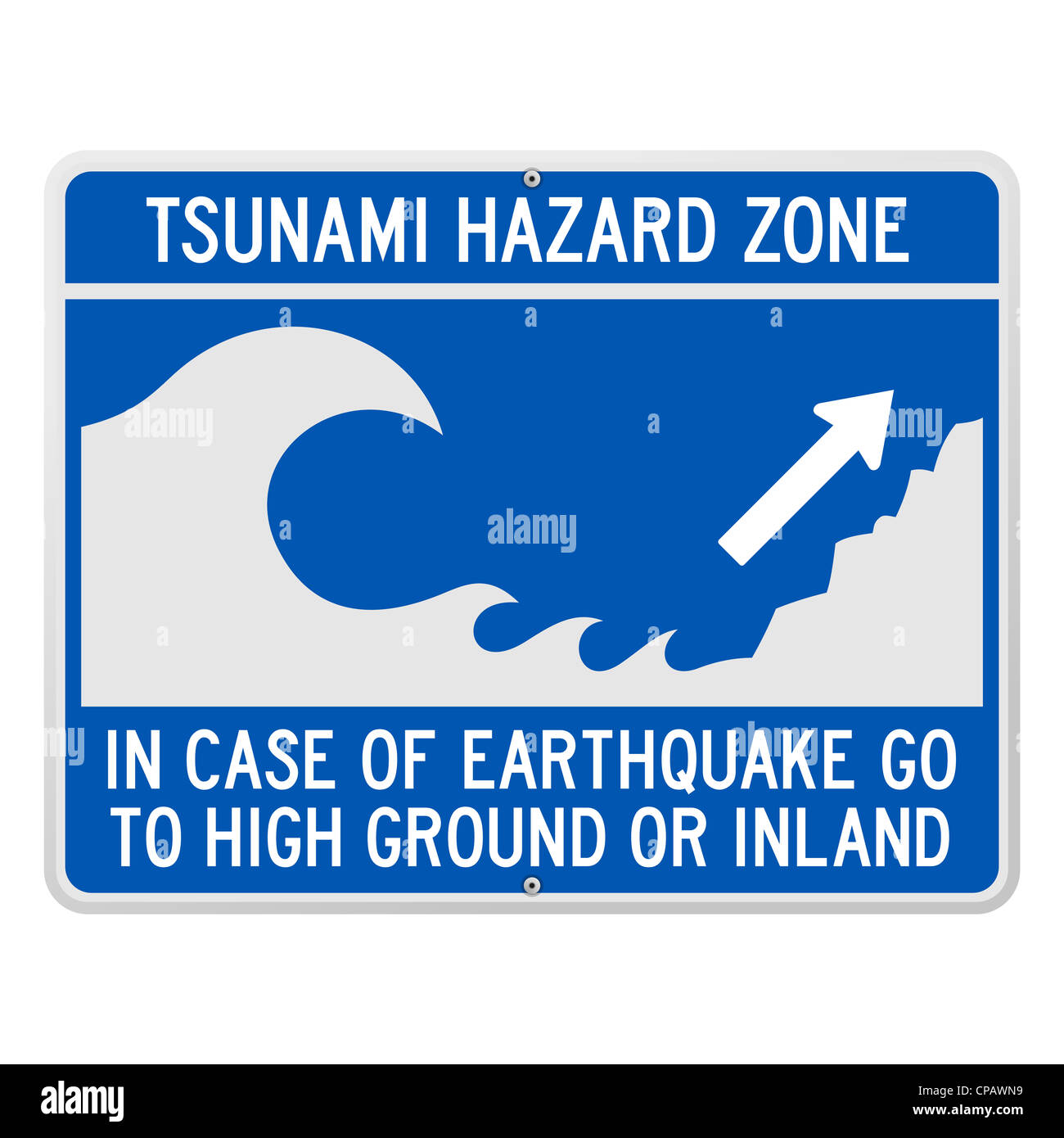 Tsunami Danger Sign Stock Photo