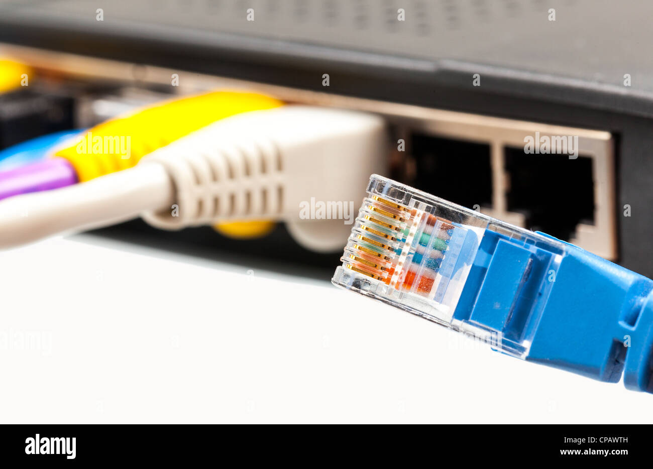 Single blue cat5 cat5e cable loose from router or technology