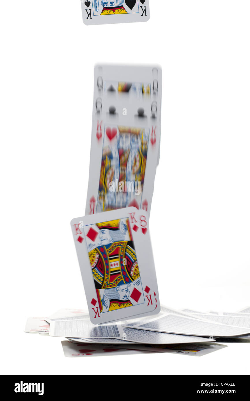Falling pack of playing cards Stock Photo