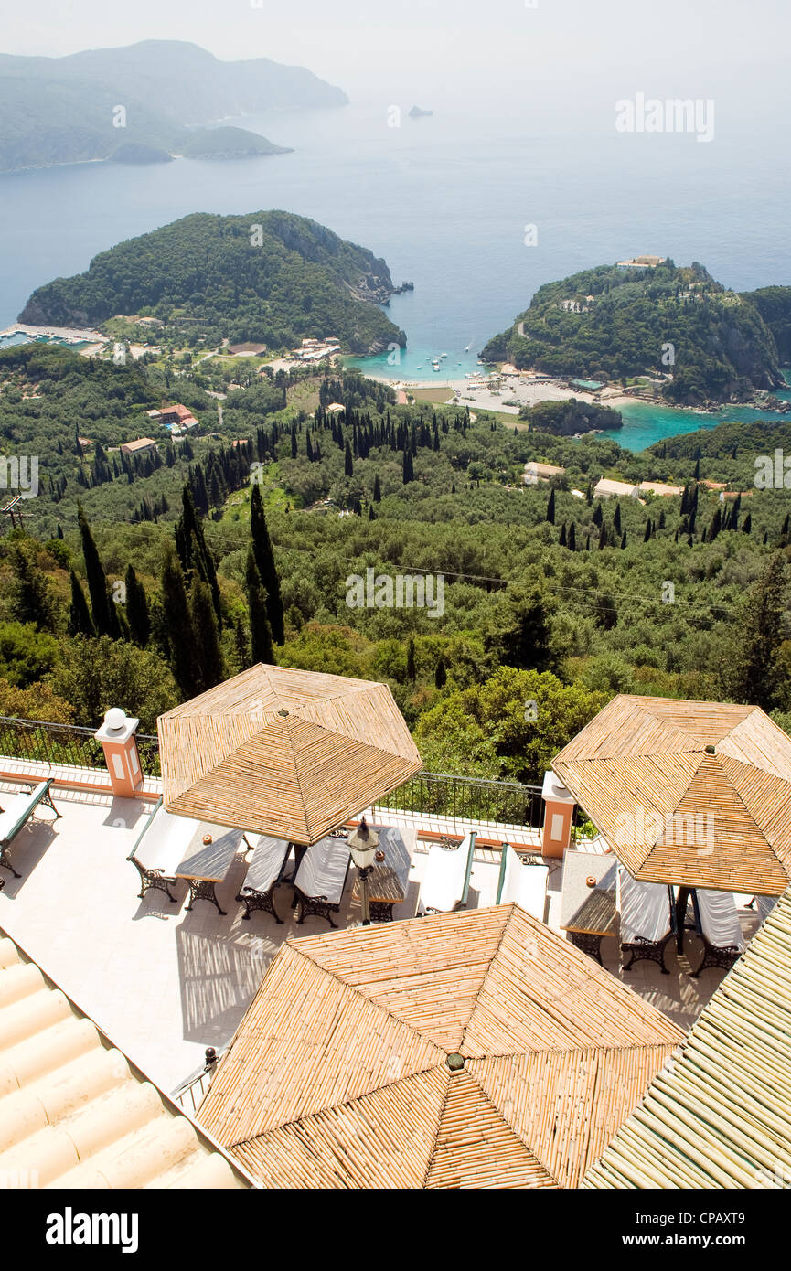 View of one of the Paleokastritsa bays on the West coast of Corfu Greece Stock Photo