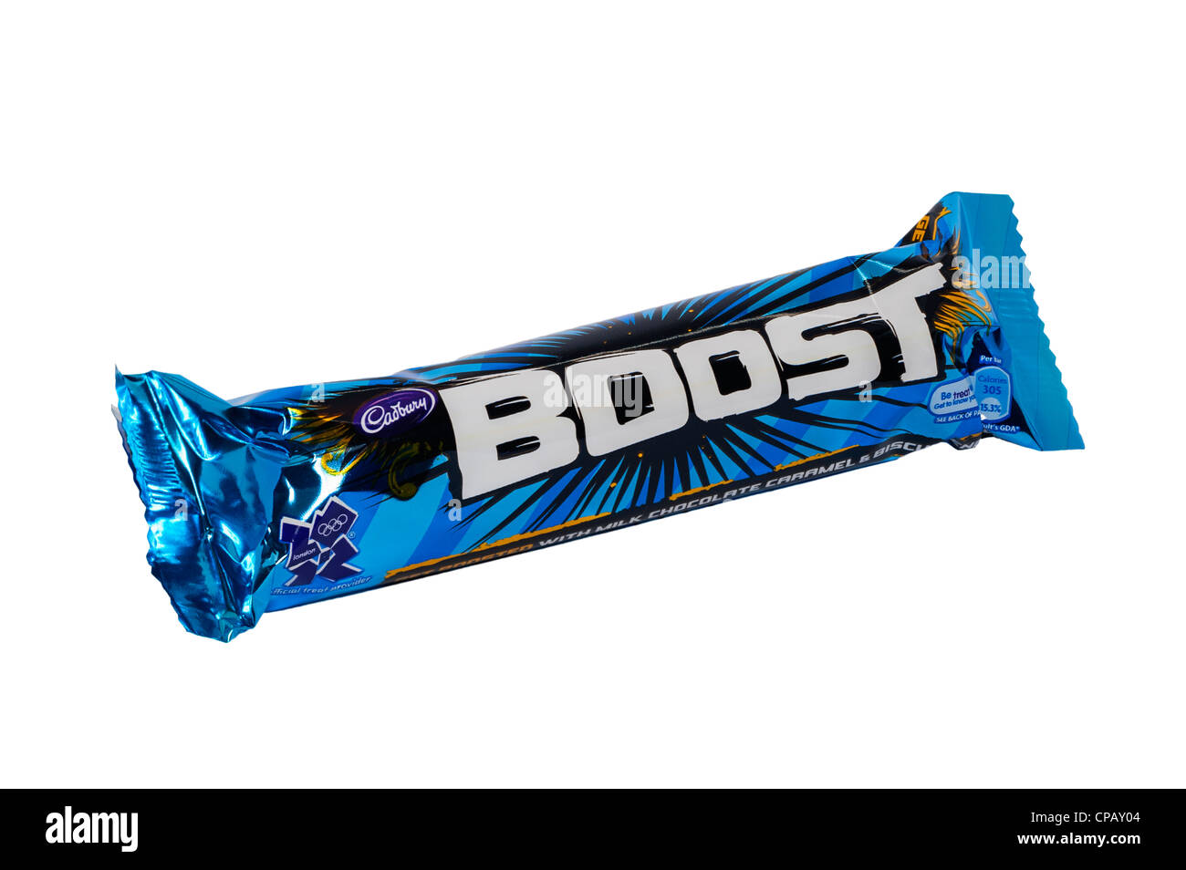 A Cadbury Boost chocolate bar on a white background Stock Photo