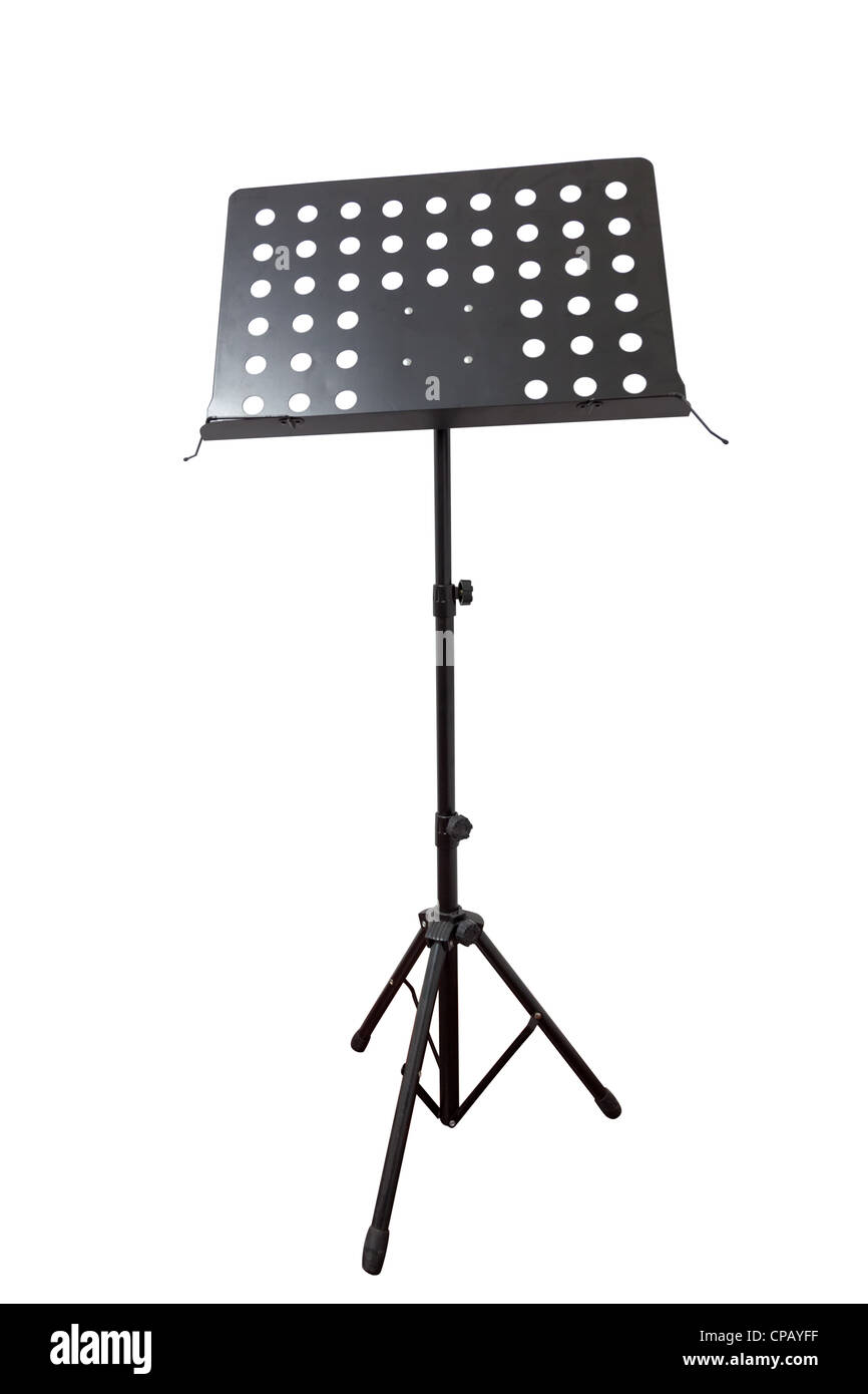 Empty metal music stand with clipping path isolated on a white background Stock Photo