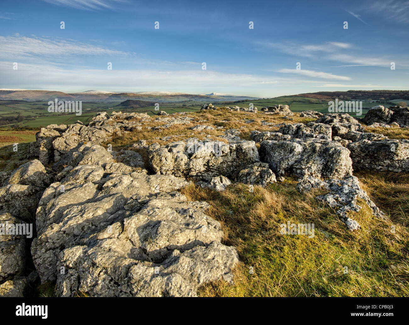 Limestone outcrops at Farletom Knott Cumbria Stock Photo