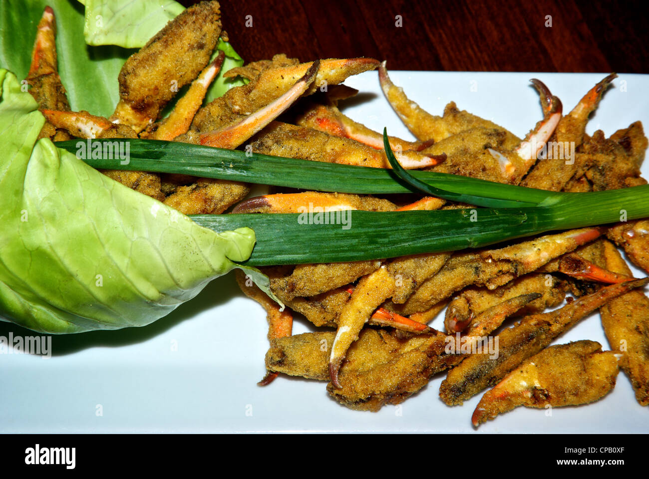 Deep fried breaded blue crab claws seafood appetizer Stock Photo Alamy