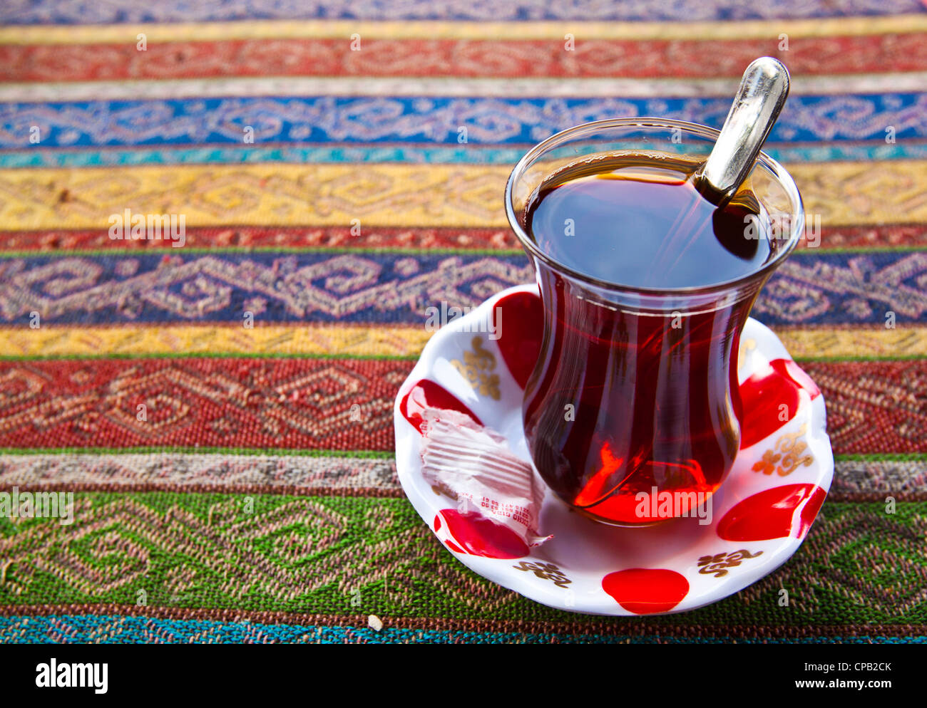 Freshly-brewed Turkish tea Stock Photo