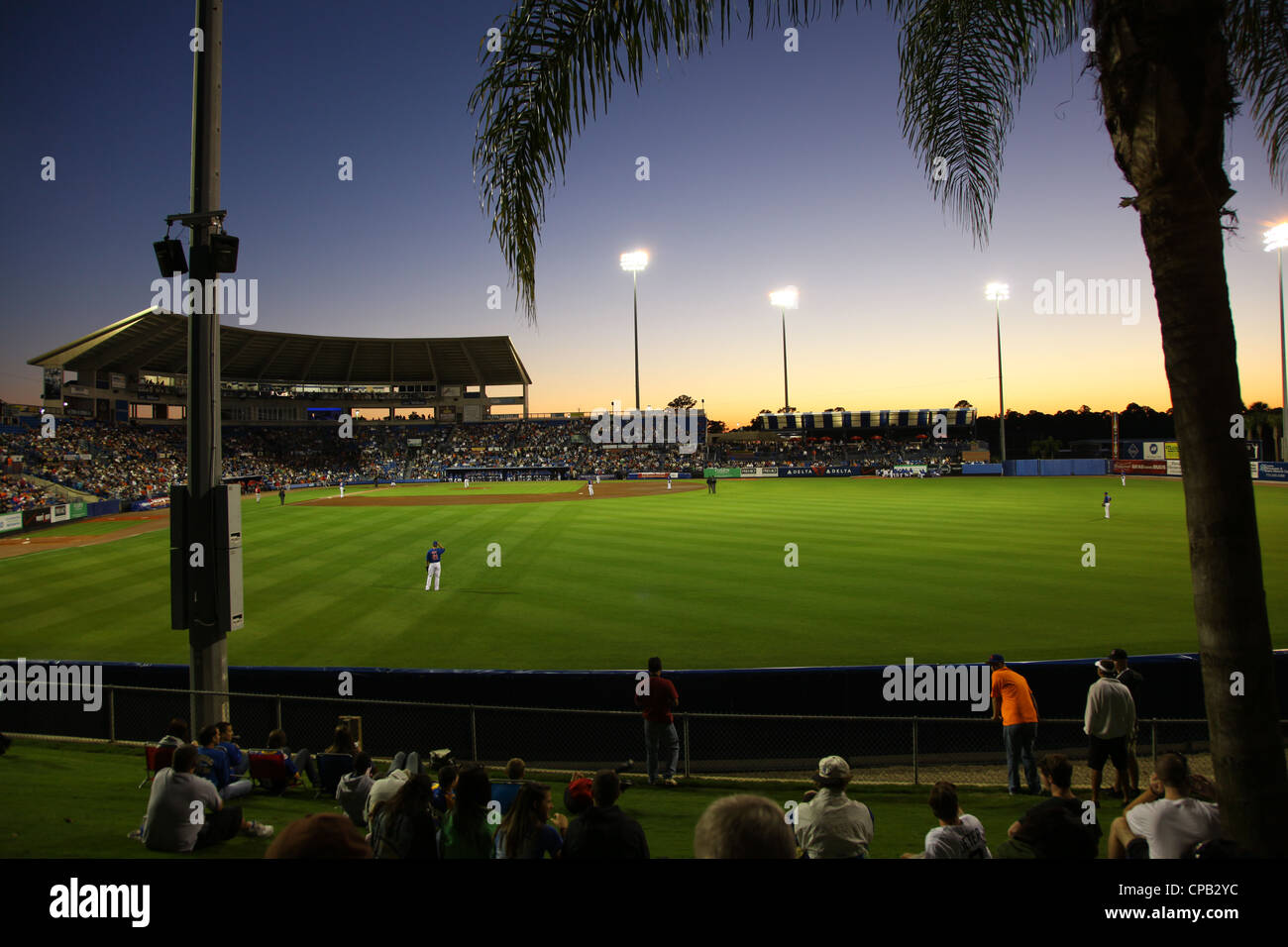 Twilight at Digital Domain Park during the opening game of the NY Mets 2012 spring training, Port St Lucie, FL, USA Stock Photo