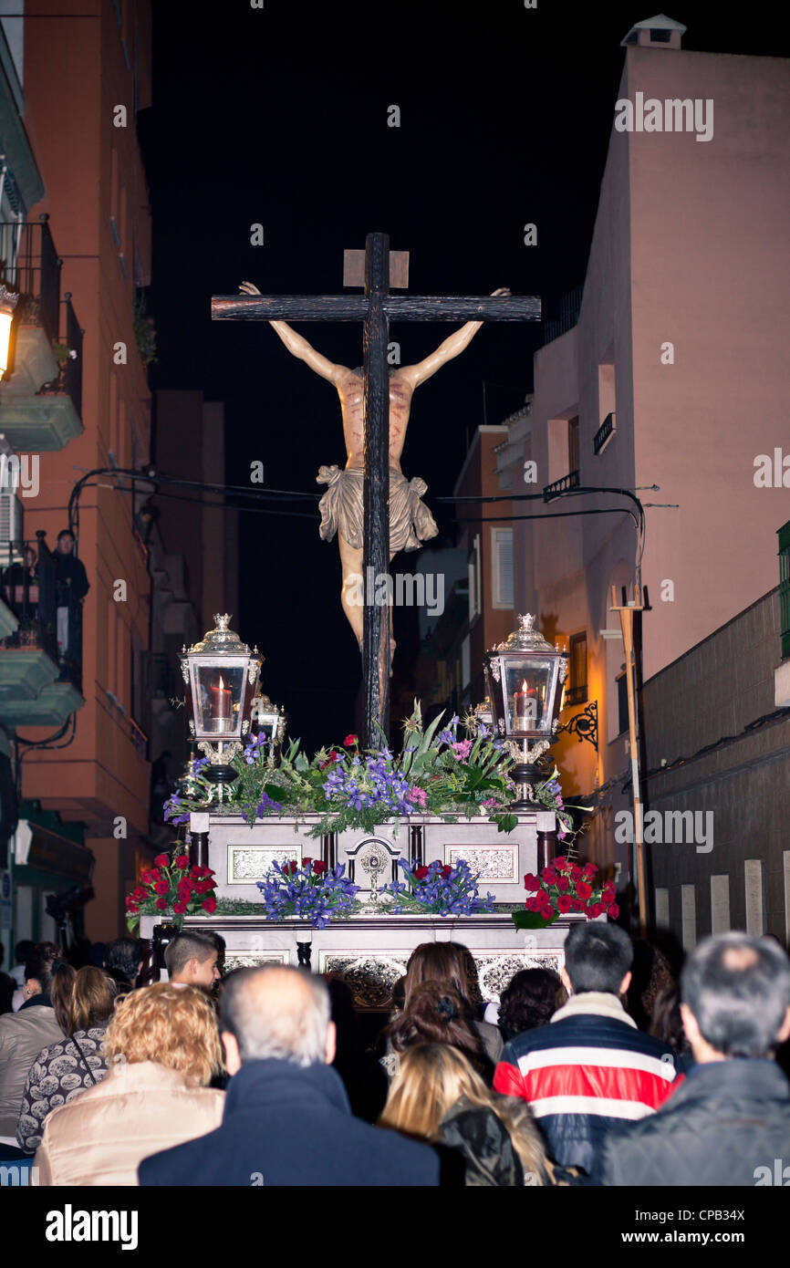 Semana Santa, traditional Spanish Holy Week religious procession, week before Easter. La Linea de la Concepcion, Spain. Stock Photo