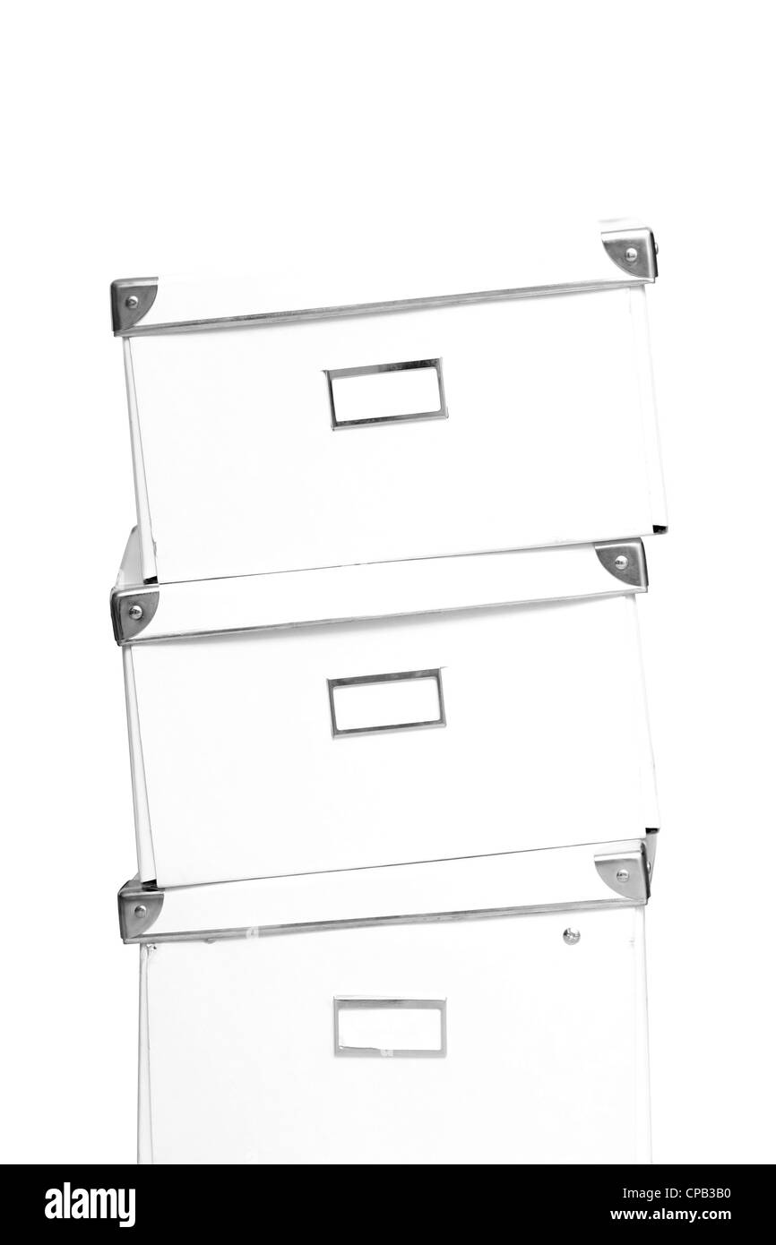Archive boxes on top of each other Stock Photo