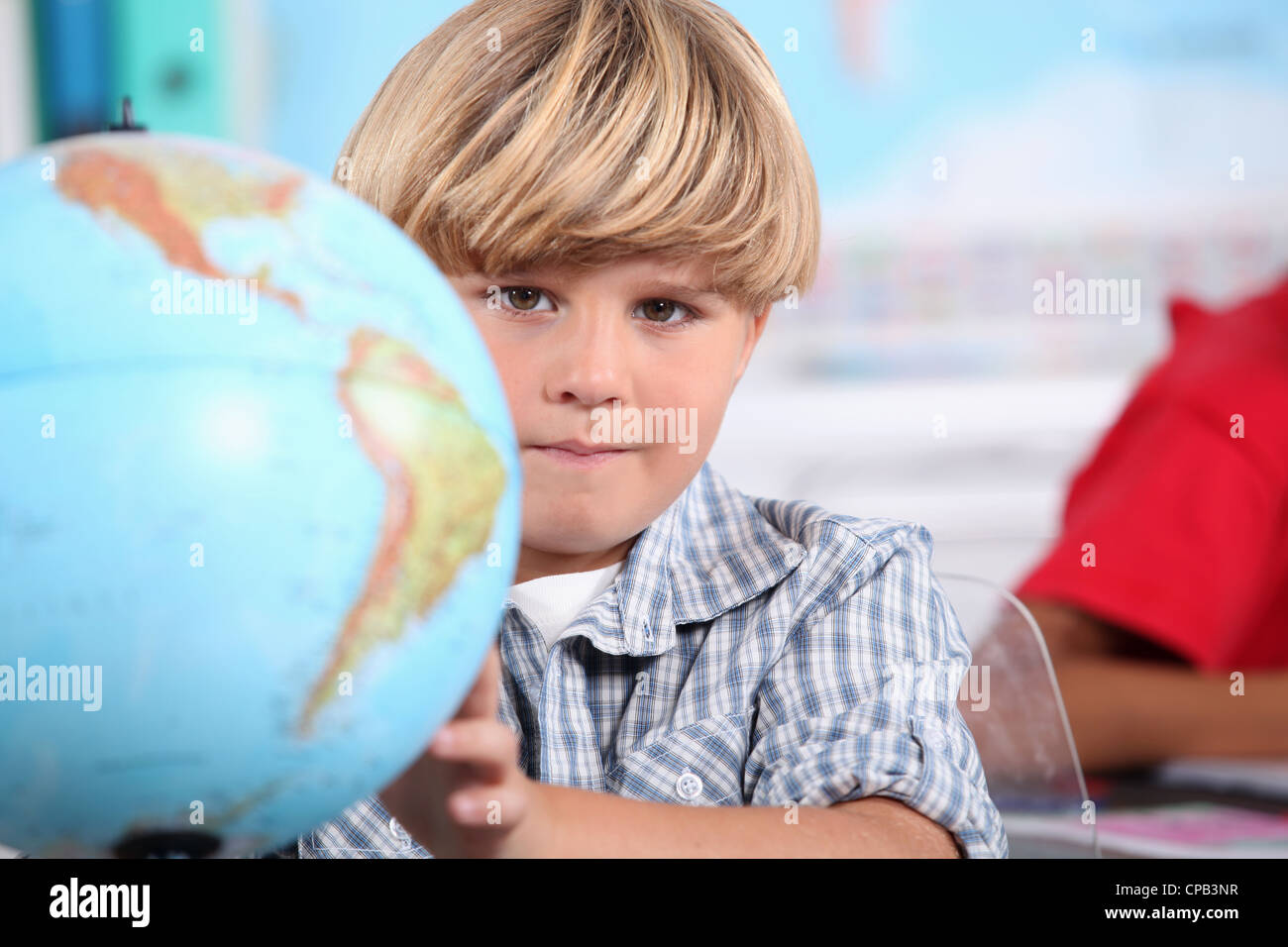 Kid learning geography Stock Photo Alamy