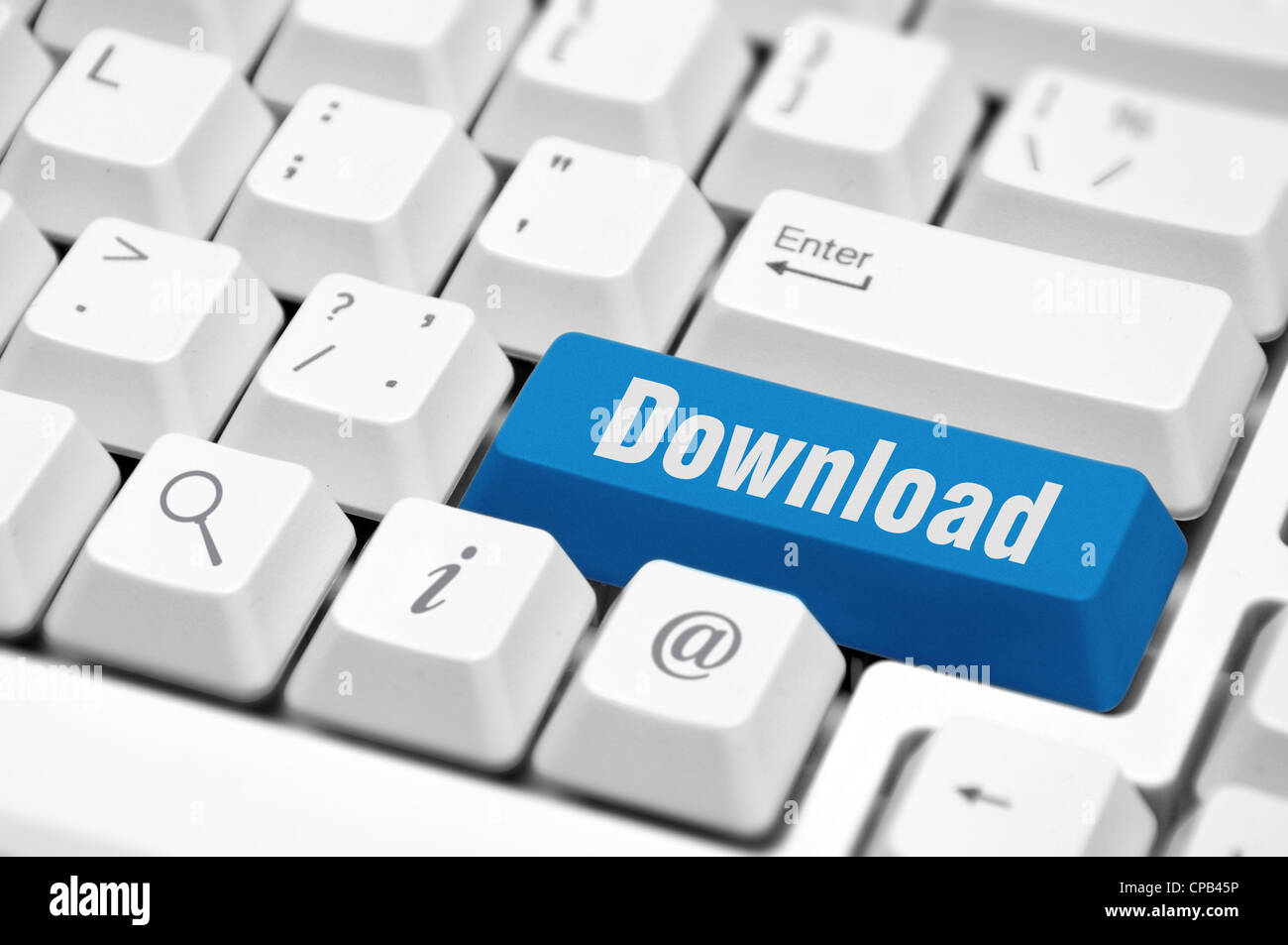 download key or button showing internet file or data sharing Stock Photo