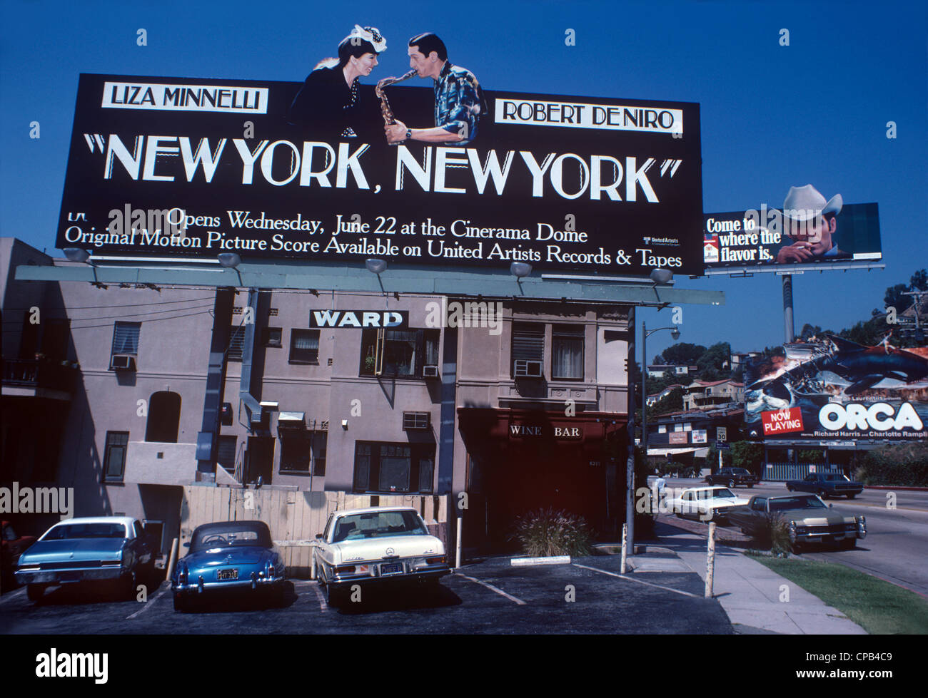 Billboard for movie New York, New York with Robert DeNiro and Liza Minnelli circa 1977 Stock Photo
