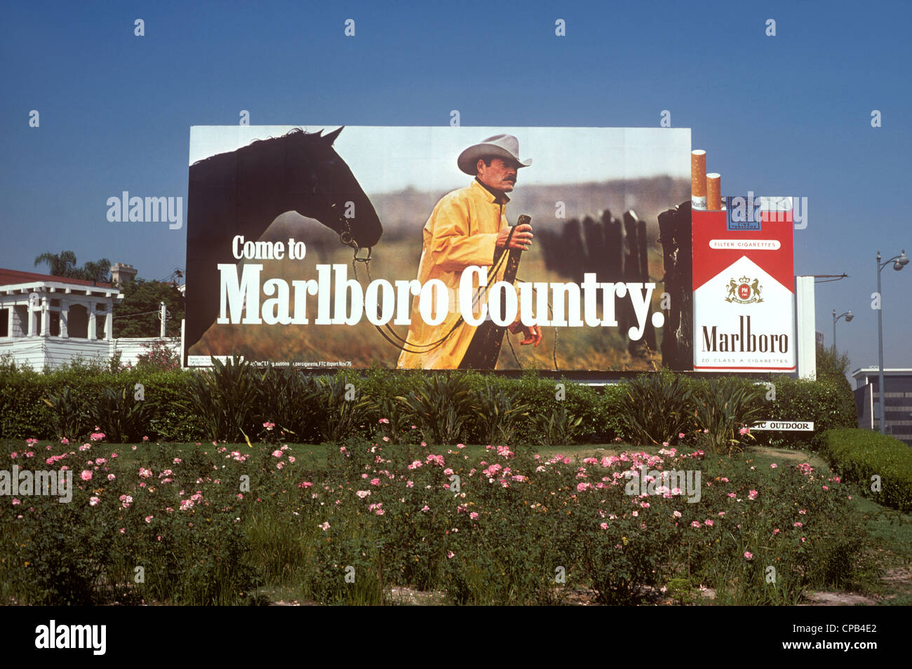 Marlboro cigarettes billboard in Los Angeles circa 1977 Stock Photo