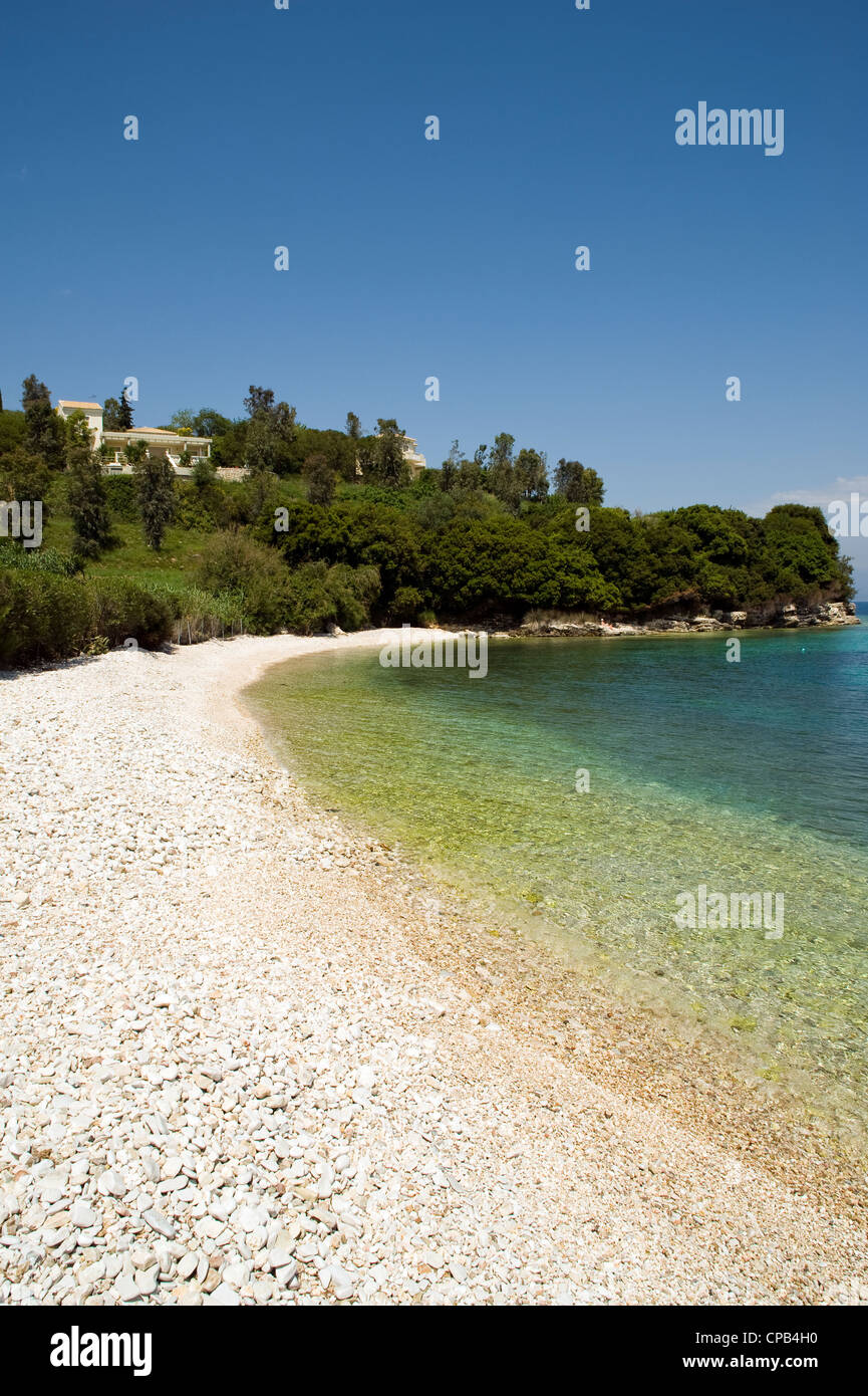 Deserted Avlaki Beach near Kassiopi, Corfu Greece. Stock Photo